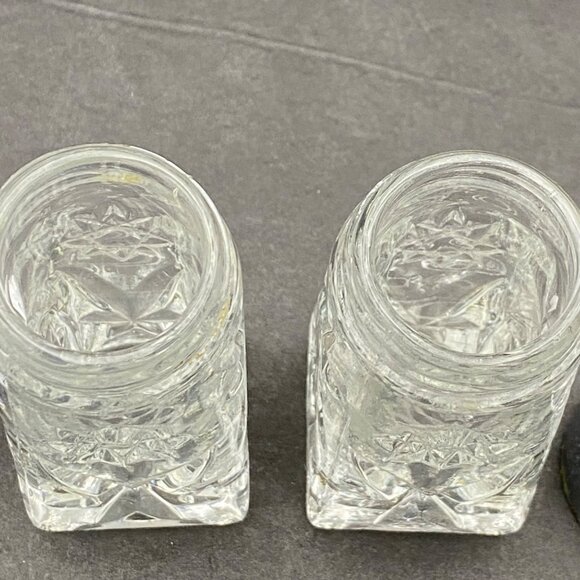 Vintage Crystal Salt‎ & Pepper Shakers With Chrome Tops Starburst Pattern MCM - Picture 9 of 14